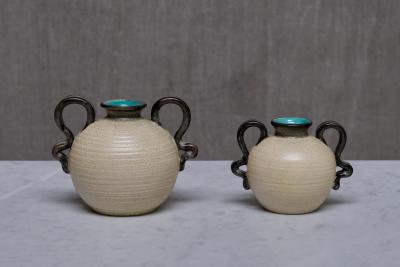 Eva Jancke Bj rk Pair of Eva Jancke Bj rk Ceramic Vases in Two Sizes Bo Fajans Sweden 1930s