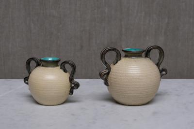 Eva Jancke Bj rk Pair of Eva Jancke Bj rk Ceramic Vases in Two Sizes Bo Fajans Sweden 1930s
