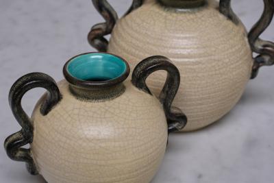 Eva Jancke Bj rk Pair of Eva Jancke Bj rk Ceramic Vases in Two Sizes Bo Fajans Sweden 1930s