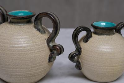 Eva Jancke Bj rk Pair of Eva Jancke Bj rk Ceramic Vases in Two Sizes Bo Fajans Sweden 1930s