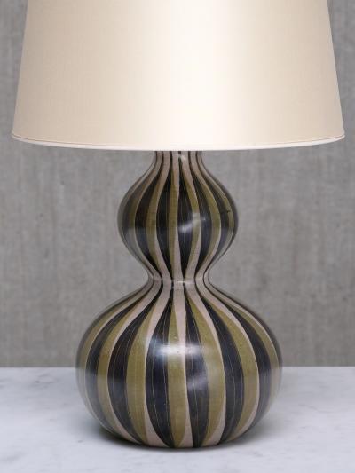 Eva Johannes Andersen Eva Johannes Andersen Hand Painted Ceramic Table Lamp Denmark 1950s