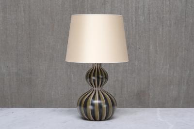 Eva Johannes Andersen Eva Johannes Andersen Hand Painted Ceramic Table Lamp Denmark 1950s