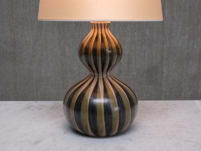 Eva Johannes Andersen Eva Johannes Andersen Hand Painted Ceramic Table Lamp Denmark 1950s