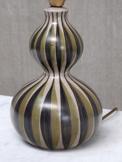 Eva Johannes Andersen Eva Johannes Andersen Hand Painted Ceramic Table Lamp Denmark 1950s