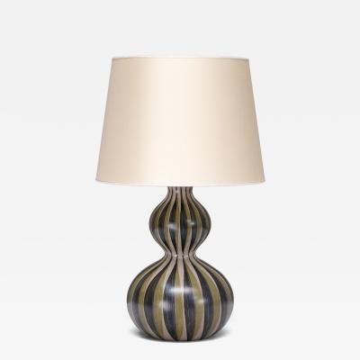 Eva Johannes Andersen Eva Johannes Andersen Hand Painted Ceramic Table Lamp Denmark 1950s