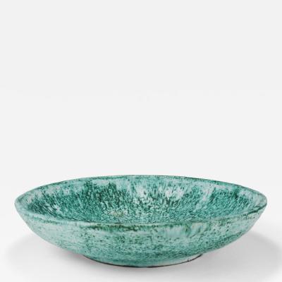 Eva Ruffoni Eva Ruffoni Large Turquoise Ceramic Art Fruit Bowl 15 Diameter Italy 1980s