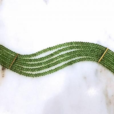 Eva Steinberg Eva Steinberg Germany Green Peridot Diamond Multistrand Artisan Bracelet