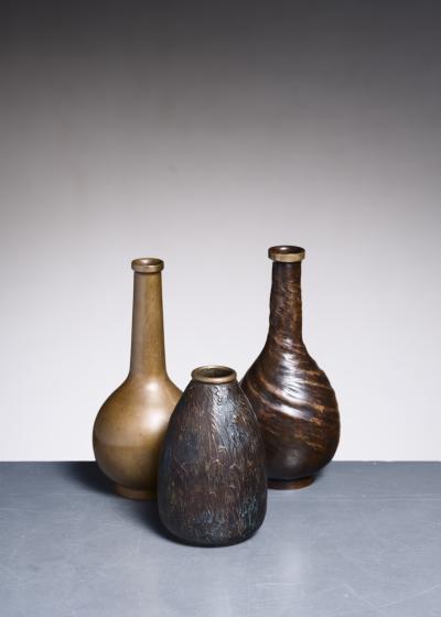 Evan Jensen Set of three Evan Jensen bronze vases