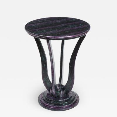 Evan Lobel Lobel Originals Pedestal Side Table in Exotic Snake Skin New 