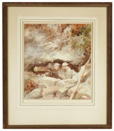 Everett Shinn Two Soldiers with Machine Gun