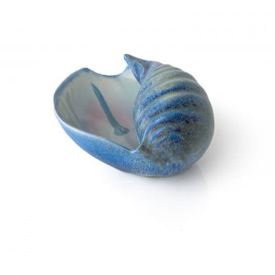 Ewald Dahlskog EWALD DAHLSKOG CERAMIC SHELL FORM BOWLS BLUE GREEN BO FAJANS SWEDEN 1940