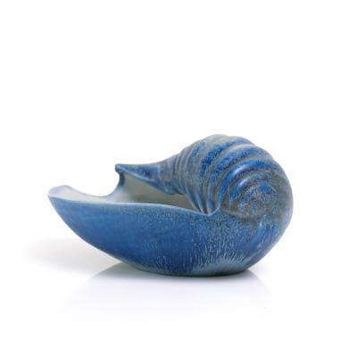 Ewald Dahlskog EWALD DAHLSKOG CERAMIC SHELL FORM BOWLS BLUE GREEN BO FAJANS SWEDEN 1940