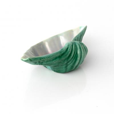Ewald Dahlskog EWALD DAHLSKOG CERAMIC SHELL FORM BOWLS BLUE GREEN BO FAJANS SWEDEN 1940