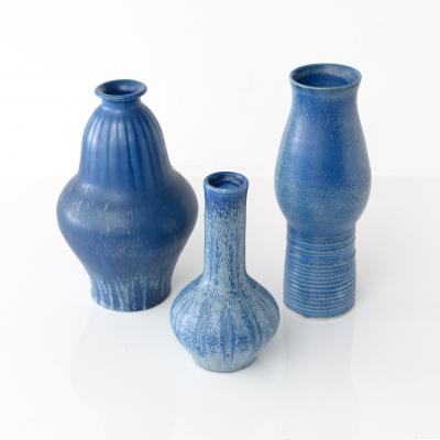 Ewald Dahlskog EWALD DAHLSKOG VASE IN BLUE GLAZE FOR BO FAJANS SWEDEN 1930S