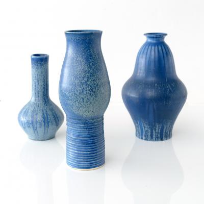 Ewald Dahlskog EWALD DAHLSKOG VASE IN BLUE GLAZE FOR BO FAJANS SWEDEN 1930S