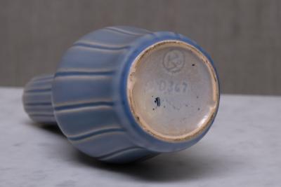 Ewald Dahlskog Ewald Dahlskog Blue Striped Ceramic Vase Bobergs Fajansfabrik AB Sweden 1930s