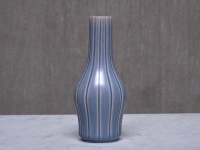 Ewald Dahlskog Ewald Dahlskog Blue Striped Ceramic Vase Bobergs Fajansfabrik AB Sweden 1930s