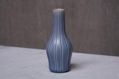 Ewald Dahlskog Ewald Dahlskog Blue Striped Ceramic Vase Bobergs Fajansfabrik AB Sweden 1930s