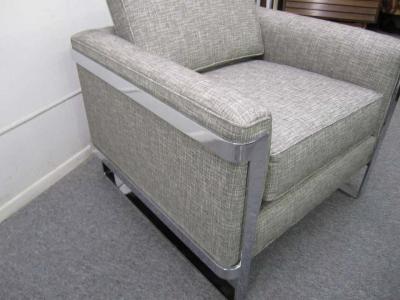 Excellent Chrome Flat Bar Lounge Chair Mid Century Modern