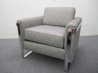 Excellent Chrome Flat Bar Lounge Chair Mid Century Modern