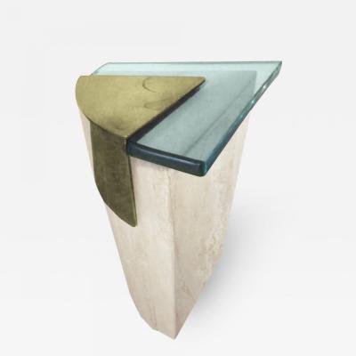 Excellent Springer style Travertine Side or End Table Midcentury