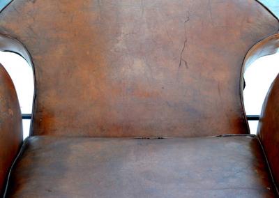 Exceptional Aged Leather French Art Deco Adjustable Club Chair