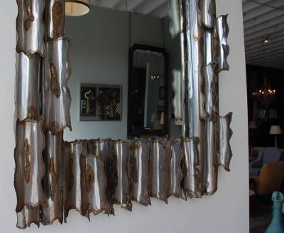 Exceptional American Brutalist Mirror