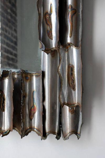 Exceptional American Brutalist Mirror