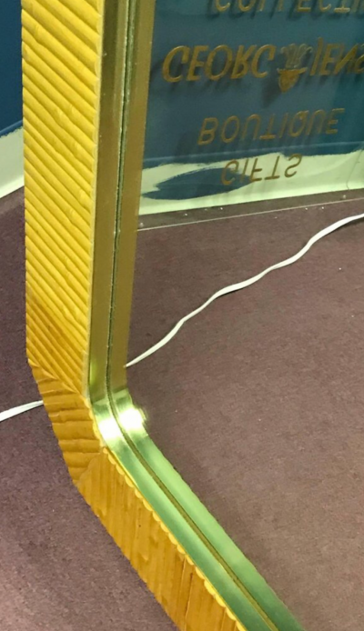 Exceptional Bamboo Modern Mirror with Brass Inner Frame