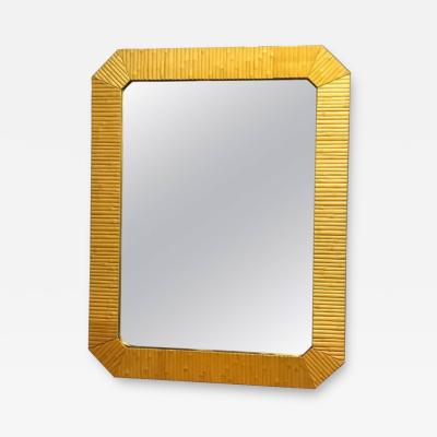 Exceptional Bamboo Modern Mirror with Brass Inner Frame