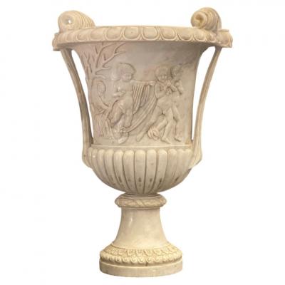 Exceptional Carrara White Marble Vase Grand Tour