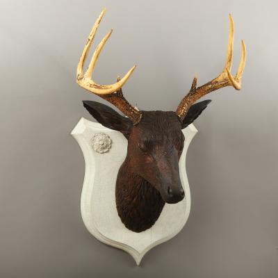 Exceptional Carved Deer Head Plaque