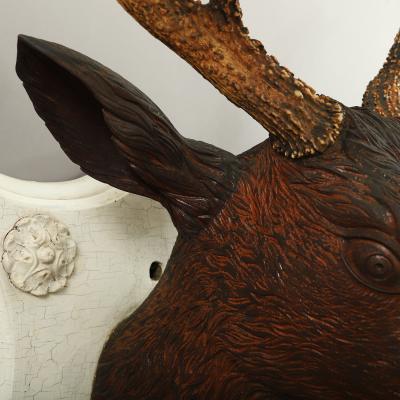 Exceptional Carved Deer Head Plaque