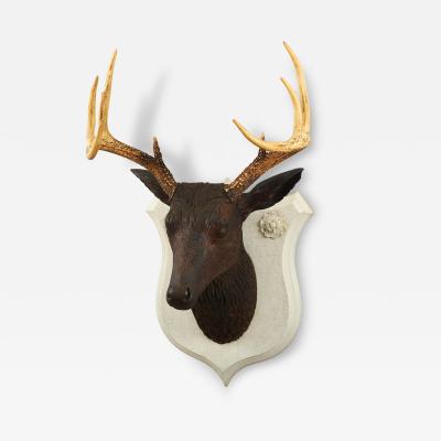 Exceptional Carved Deer Head Plaque