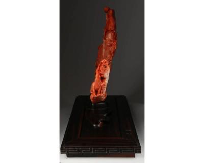Exceptional Chinese Carved Coral Figure of a Guanyin with Deer