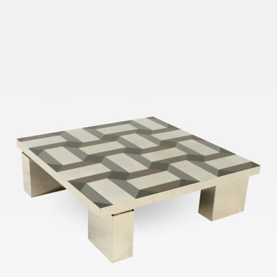 Exceptional Coffee Table with Geometric Pattern Top Italy 1970s