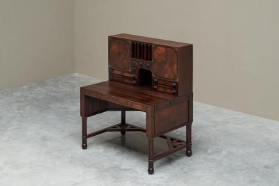 Exceptional Desk in Mahogany Walnut Ebony and Brass Early 20th Century
