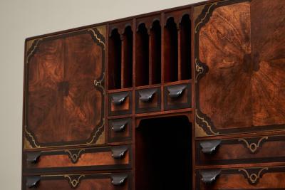 Exceptional Desk in Mahogany Walnut Ebony and Brass Early 20th Century