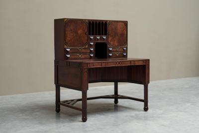 Exceptional Desk in Mahogany Walnut Ebony and Brass Early 20th Century