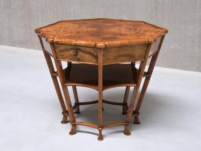 Exceptional Expressionist Octagonal Center Table in Flamed Birch Germany 1920s