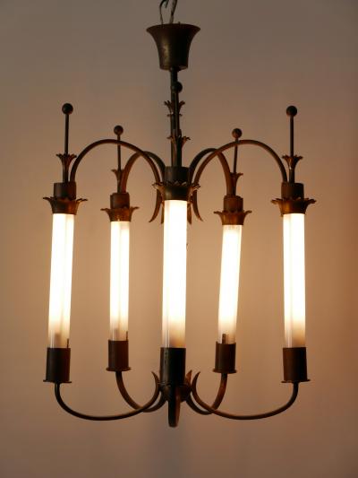 Exceptional Five Flamed Art Deco Chandelier or Ceiling Lamp Germany 1930s