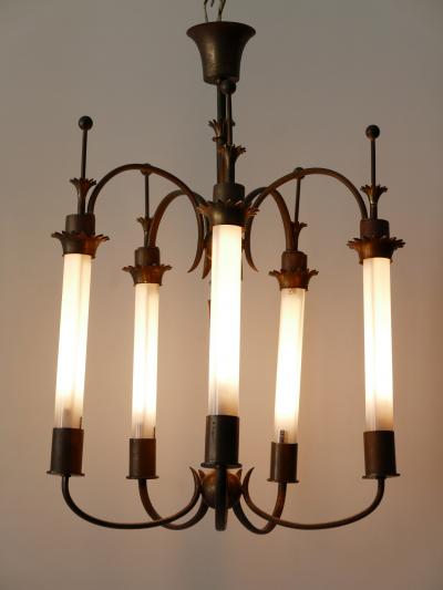 Exceptional Five Flamed Art Deco Chandelier or Ceiling Lamp Germany 1930s