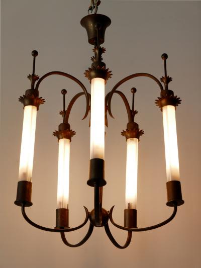 Exceptional Five Flamed Art Deco Chandelier or Ceiling Lamp Germany 1930s