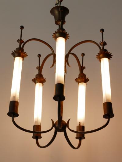 Exceptional Five Flamed Art Deco Chandelier or Ceiling Lamp Germany 1930s