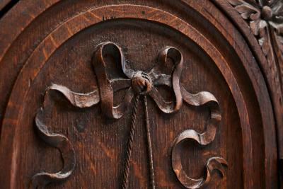 Exceptional Flemish Treasure Cabinet in Carved Oak Late 19th Century