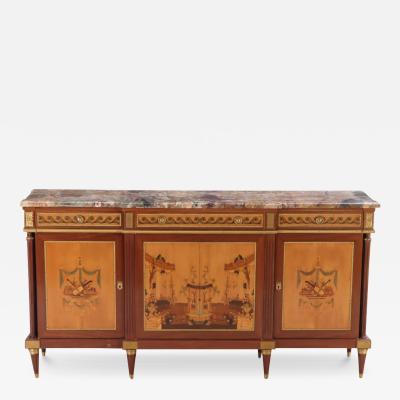 Exceptional French Louis XVI style inlaid sideboard buffet C 1950 