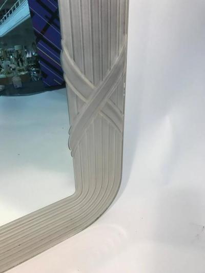 Exceptional Italian Etched Glass Wall Mirror in the Style Lupi Cristal Luxo