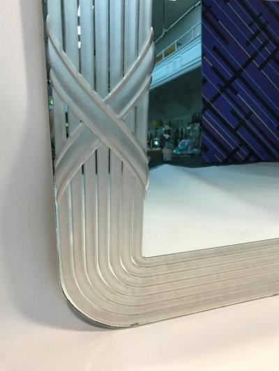Exceptional Italian Etched Glass Wall Mirror in the Style Lupi Cristal Luxo