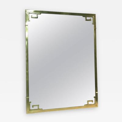 Exceptional Italian Solid Brass Wall Mirror with Greek Key Design