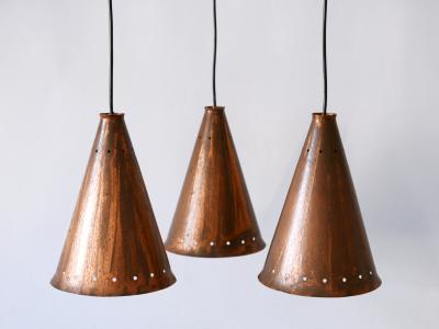 Exceptional Large Mid Century Modern Copper Pendant Lamp Scandinavia 1950s